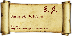 Beranek Jolán névjegykártya