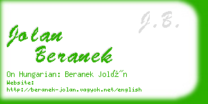 jolan beranek business card